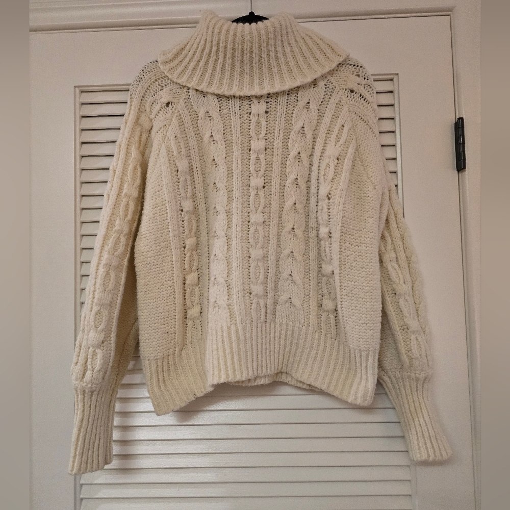 A New Day - Cream Turtleneck Chunky-Knit Cozy Long-Sleeve Sweater